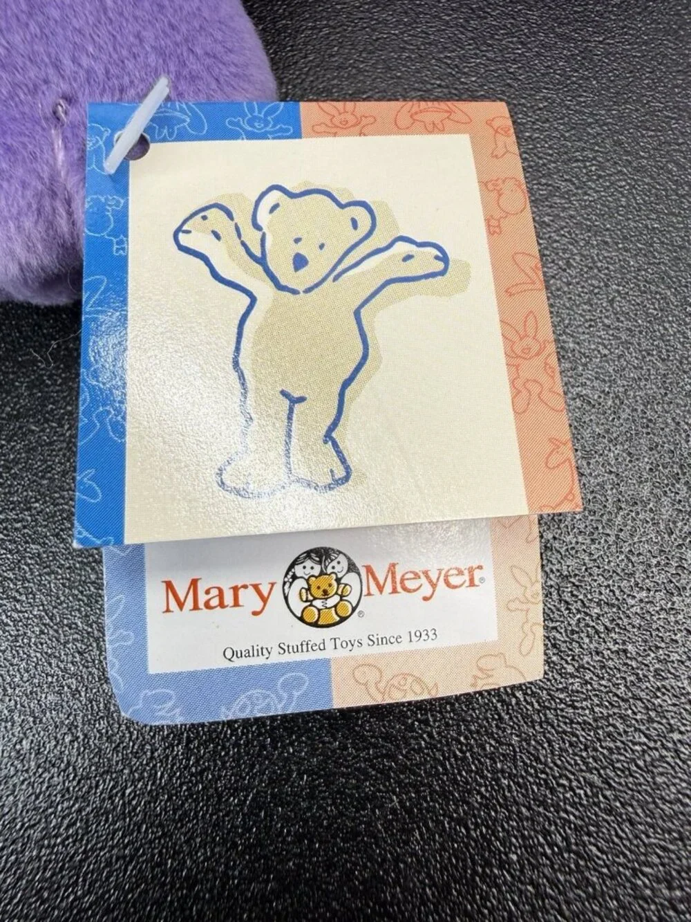 Vintage Rare Mary Meyer Heartstrings Stuffed Zipper Purple Dog Plush With Tags